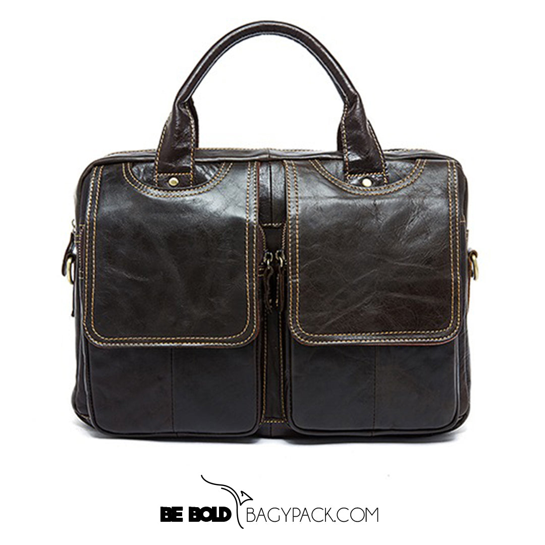 Bolsa Carteiro BP 800 masculina elegante para trabalho e uso diário, com compartimento para laptop.