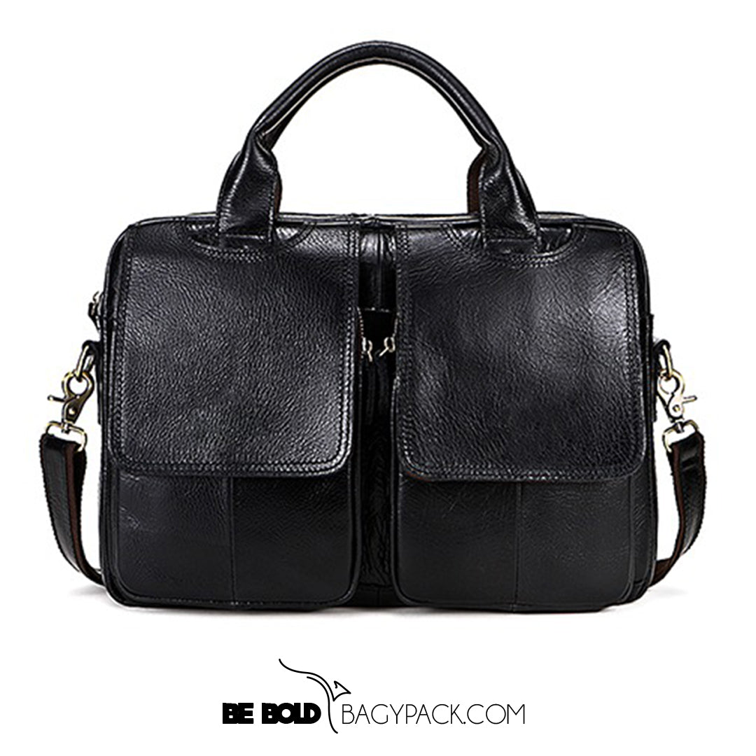 Bolsa Carteiro BP 800 masculina elegante para trabalho e uso diário, com compartimento para laptop.