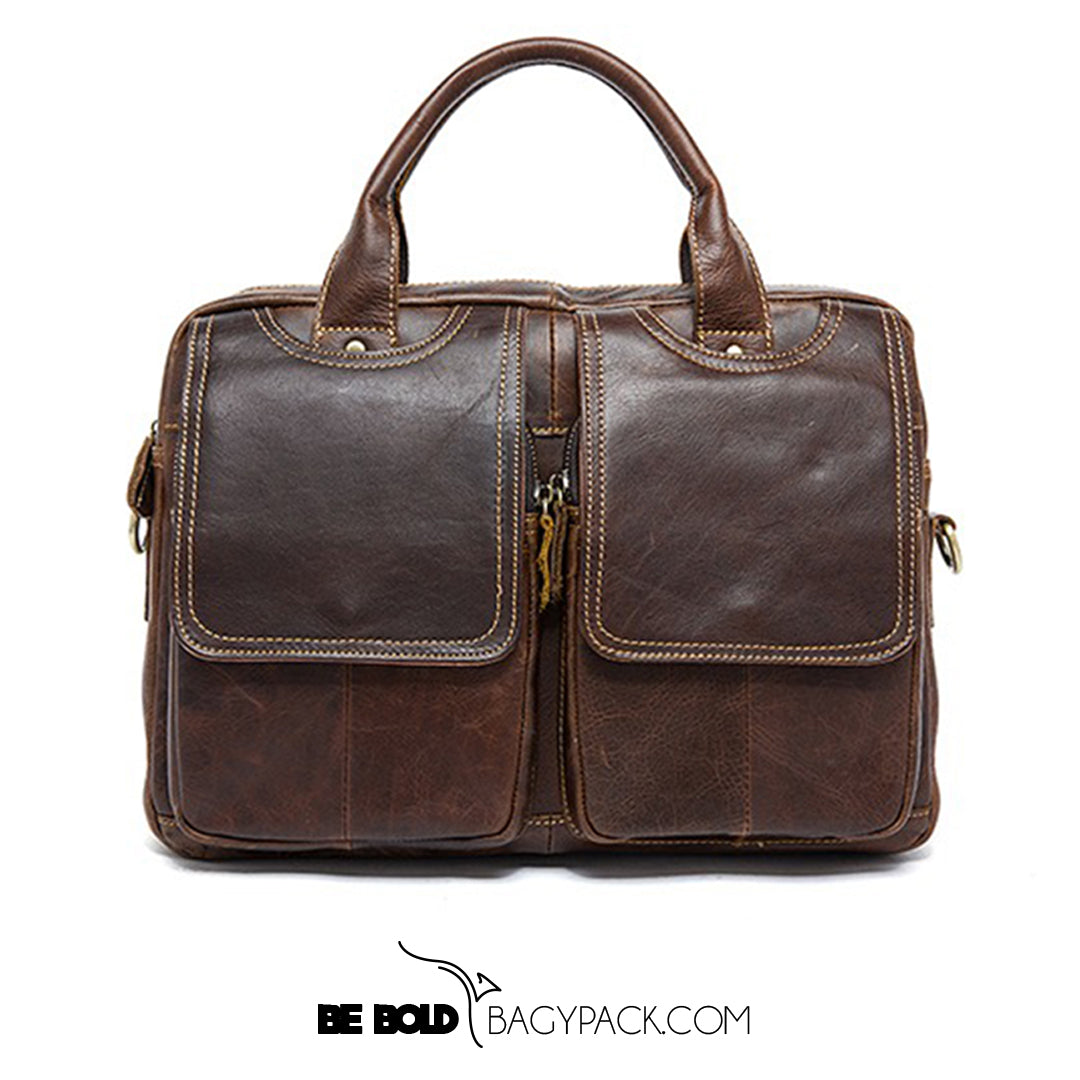 Bolsa Carteiro BP 800 masculina elegante para trabalho e uso diário, com compartimento para laptop.