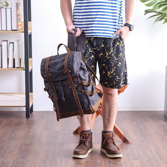 Mochila Notebook BP 114 15.6" em Lona e Couro. Casual-Chique