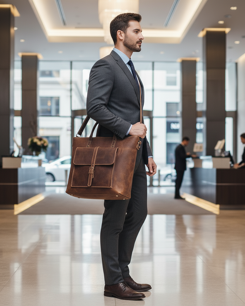 Bolsa Carteiro em Couro BP 123: Elegância e Espaço para Notebook 15" BAGYPACK