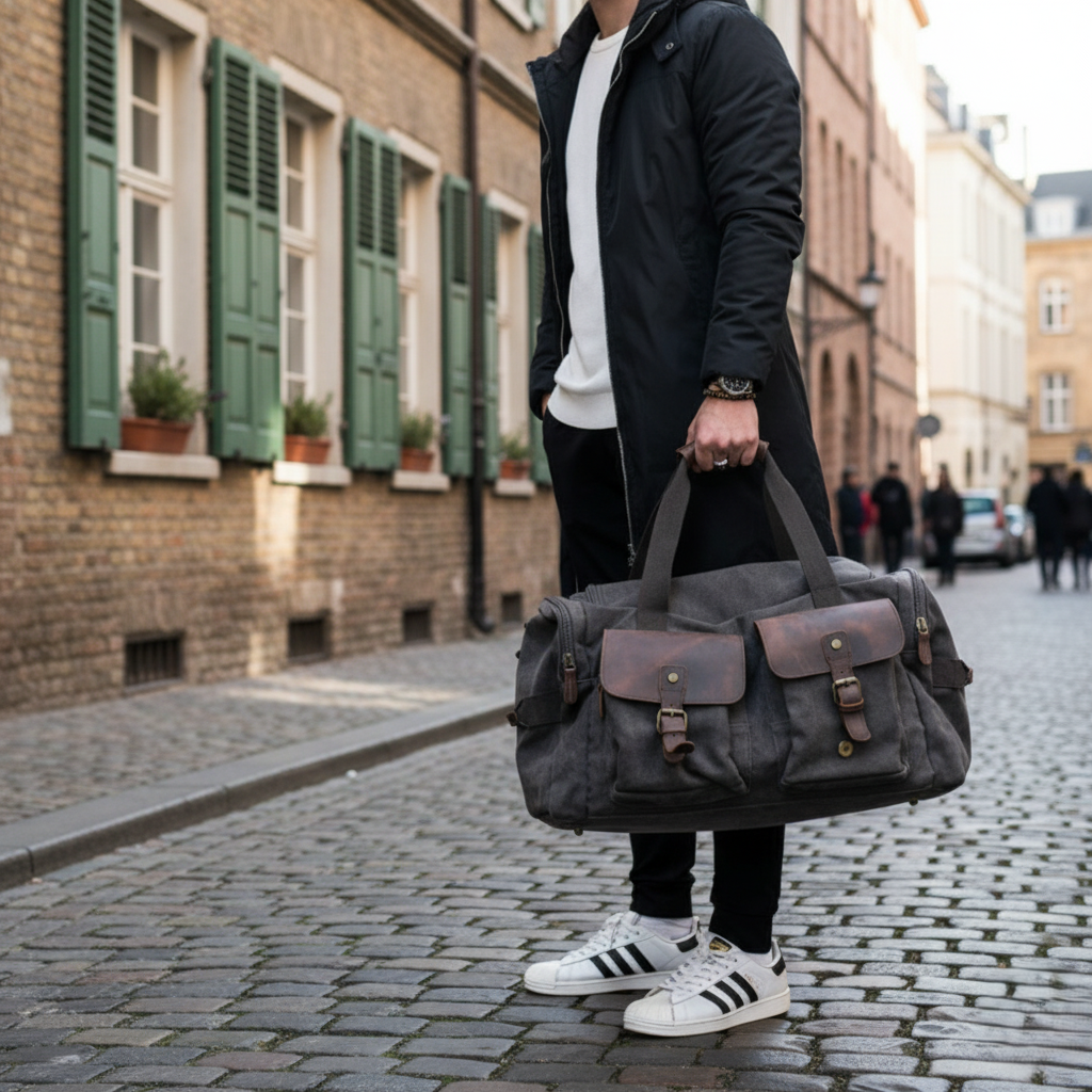 Bolsa de Viagem BP 601 Masculina em Lona e Couro BAGYPACK