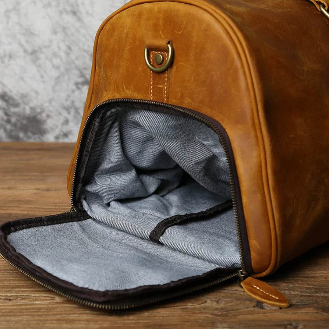 Duffel Bag de Viagem em Couro Legítimo BP 612: Sofisticação e 30 Litros de Capacidade BAGYPACK