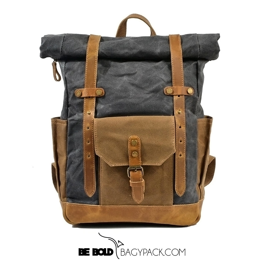 Mochila masculina de lona com compartimento para notebook.