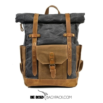 Mochila masculina de lona com compartimento para notebook.