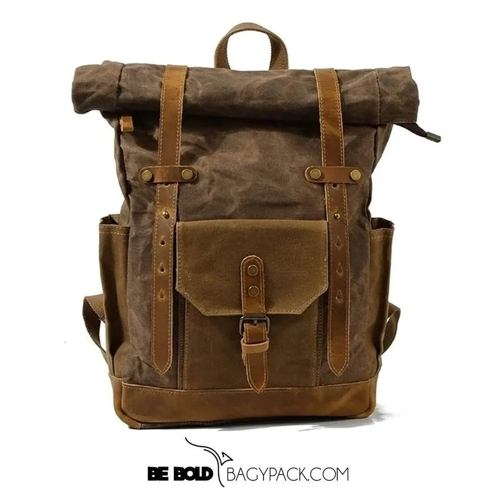 Mochila BP 102 Notebook 15.6" em Lona e Couro. Roll-Top Ajustável BAGYPACK