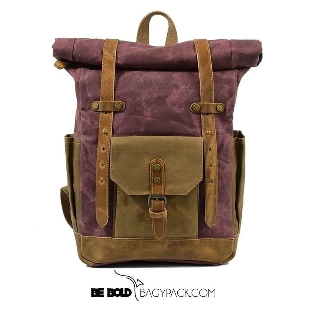 Mochila BP 102 Notebook 15.6" em Lona e Couro. Roll-Top Ajustável BAGYPACK