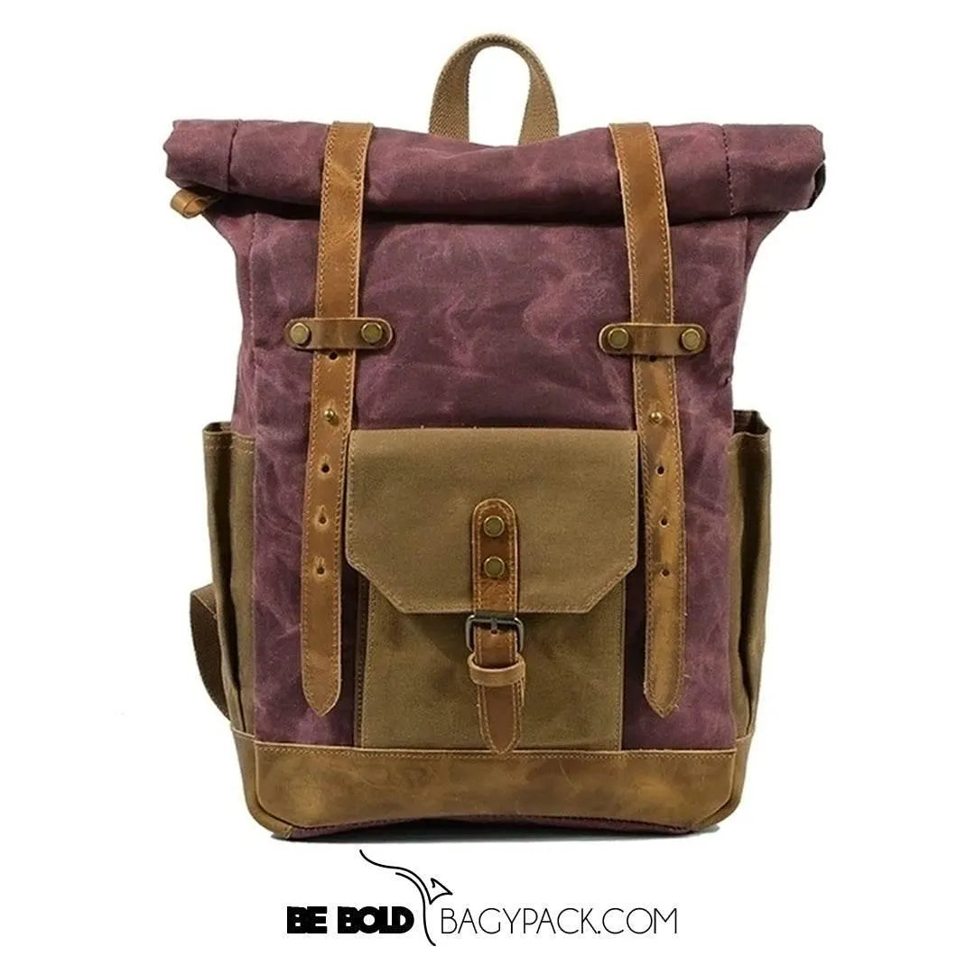 Mochila BP 102 Notebook 15.6" em Lona e Couro. Roll-Top Ajustável BAGYPACK