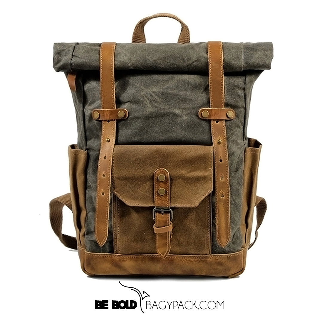 Mochila masculina de lona com compartimento para notebook.