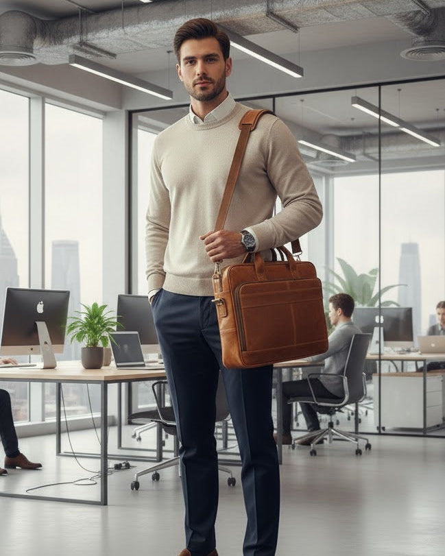 Pasta Executiva em Couro BP 121: Sofisticação e Compartimento para Laptop 15.6"