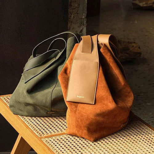 Bolsa Bucket Bag Unissex BP 312: Estilo e Amplo Espaço em Couro Camurça BAGYPACK