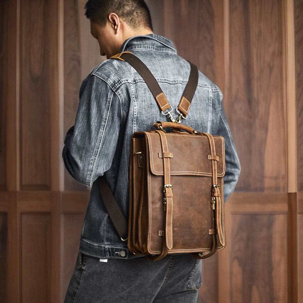 Mochila Notebook 2 em 1 em Couro Legítimo BP 103: Versatilidade com Toque Profissional BAGYPACK