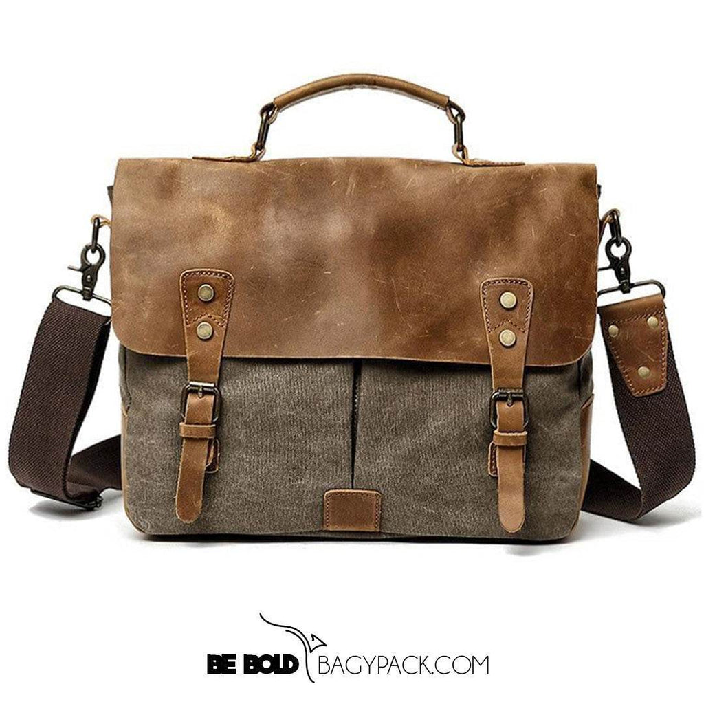 Bolsa Carteiro BP 107 Masculina Notebook 14" em Lona e Couro BAGYPACK