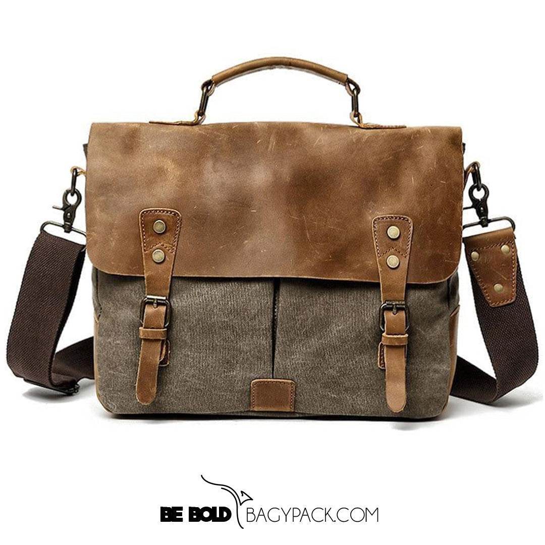 Bolsa Carteiro BP 107 Masculina Notebook 14" em Lona e Couro BAGYPACK