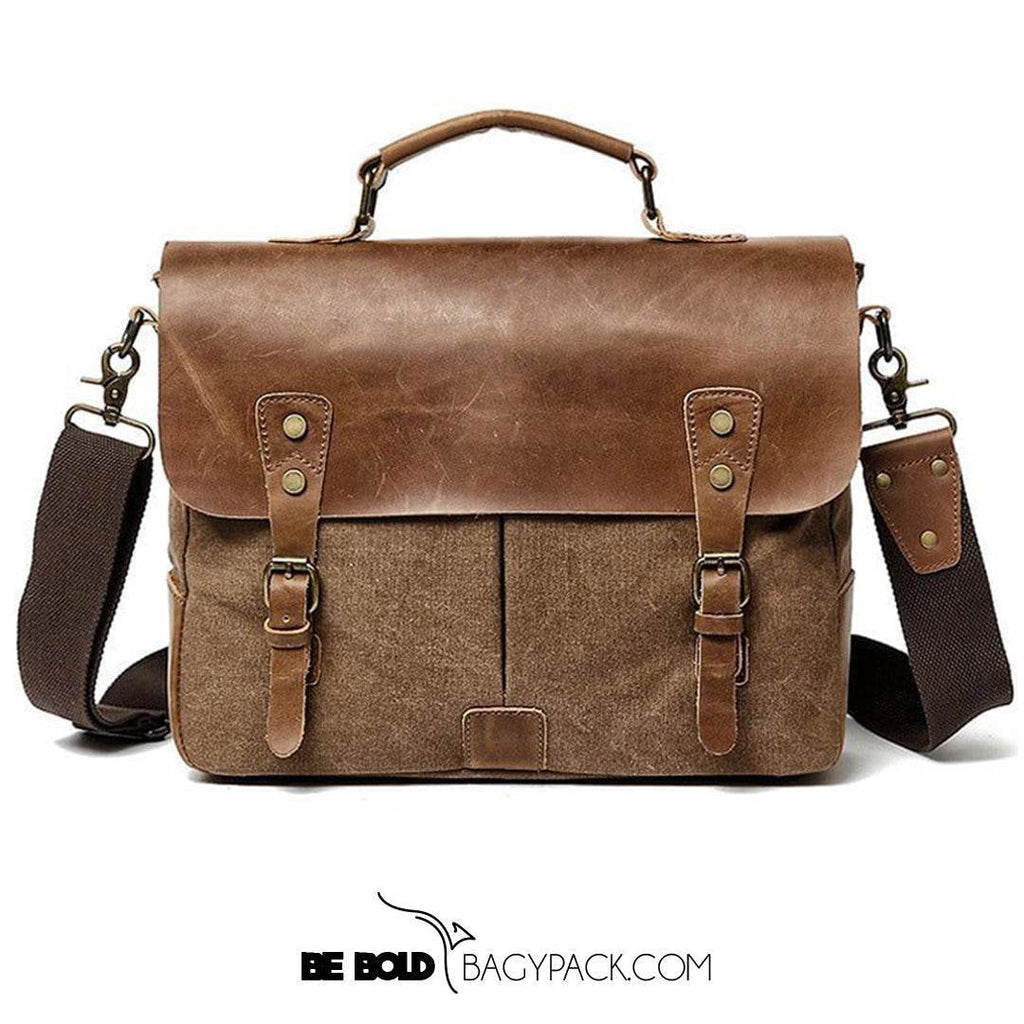 Bolsa Carteiro BP 107 Masculina Notebook 14" em Lona e Couro BAGYPACK