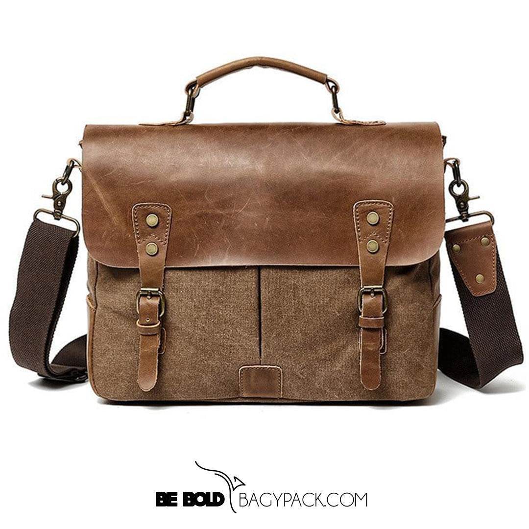 Bolsa Carteiro BP 107 Masculina Notebook 14" em Lona e Couro BAGYPACK