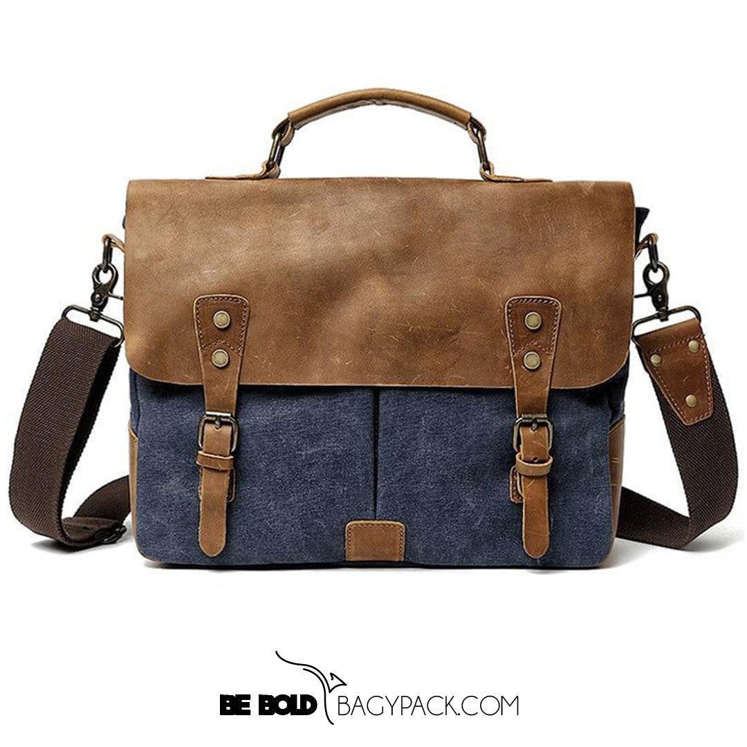 Bolsa Carteiro BP 107 Masculina Notebook 14" em Lona e Couro BAGYPACK