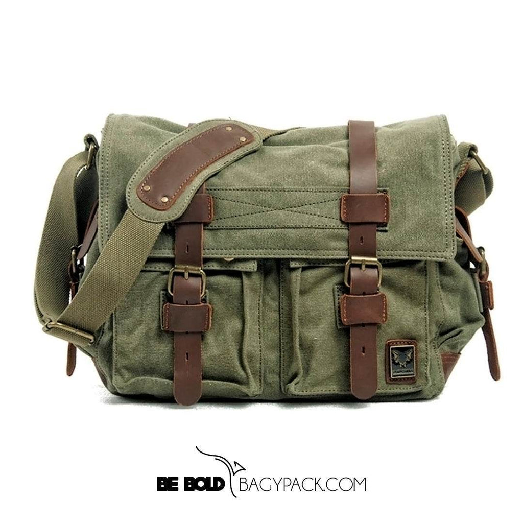 Bolsa Carteiro BP 112 Masculina Lona/Couro p/ Notebook 14" BAGYPACK
