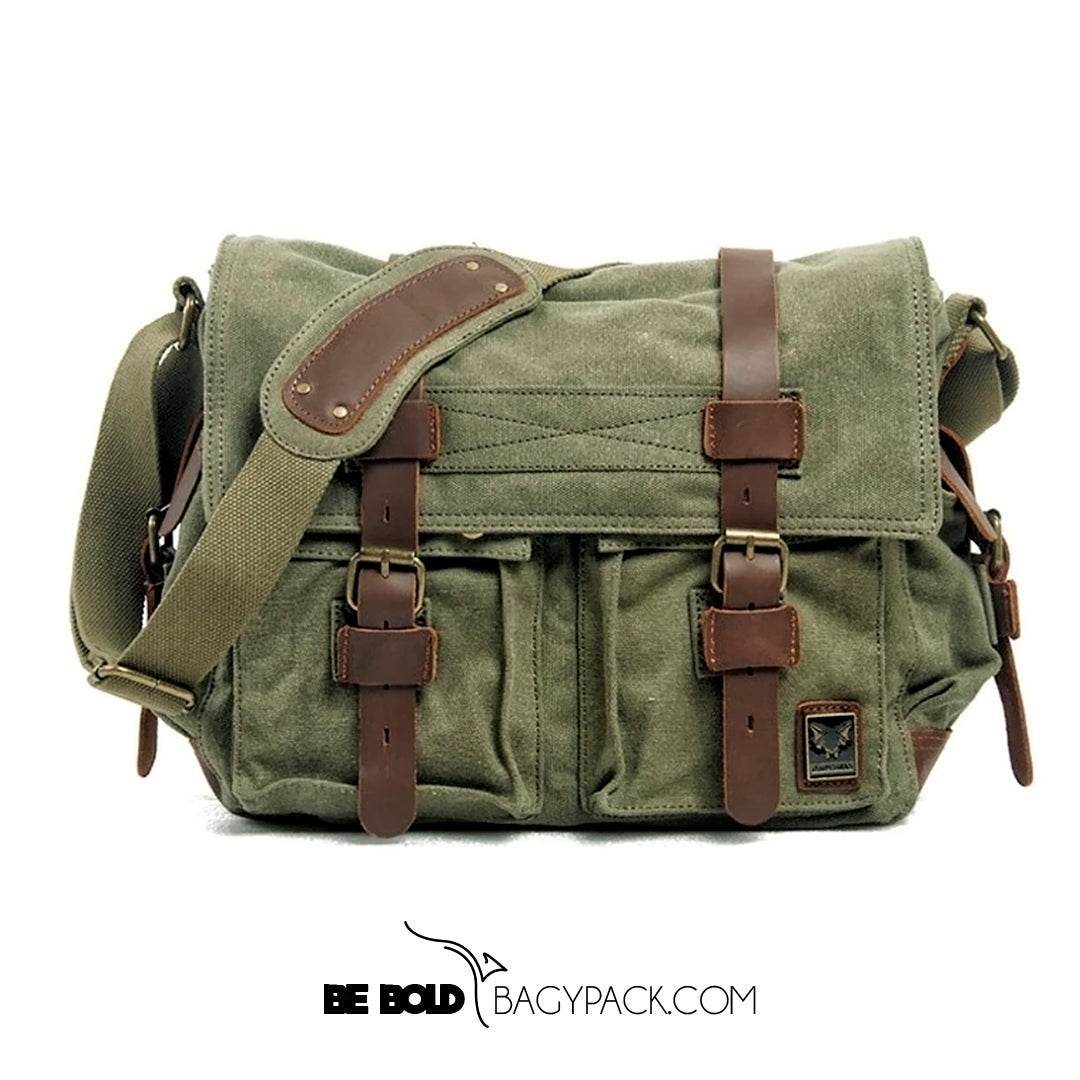Bolsa Carteiro BP 112 Masculina Lona/Couro p/ Notebook 14" BAGYPACK