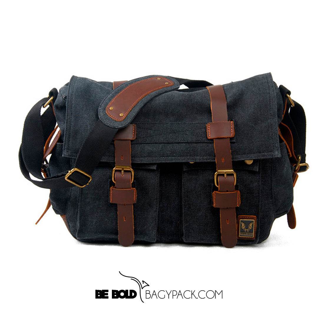 Bolsa Carteiro BP 112 Masculina Lona/Couro p/ Notebook 14" BAGYPACK