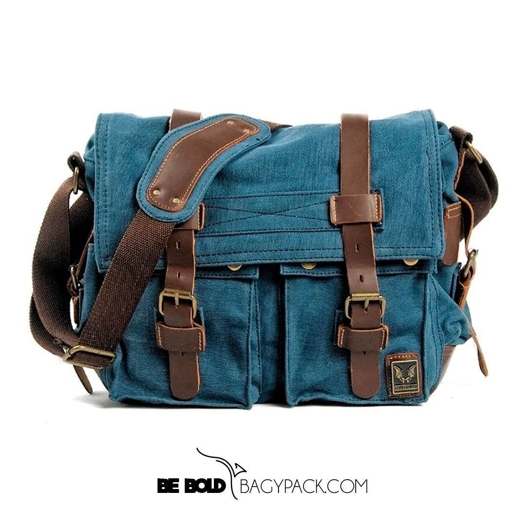 Bolsa Carteiro BP 112 Masculina Lona/Couro p/ Notebook 14" BAGYPACK