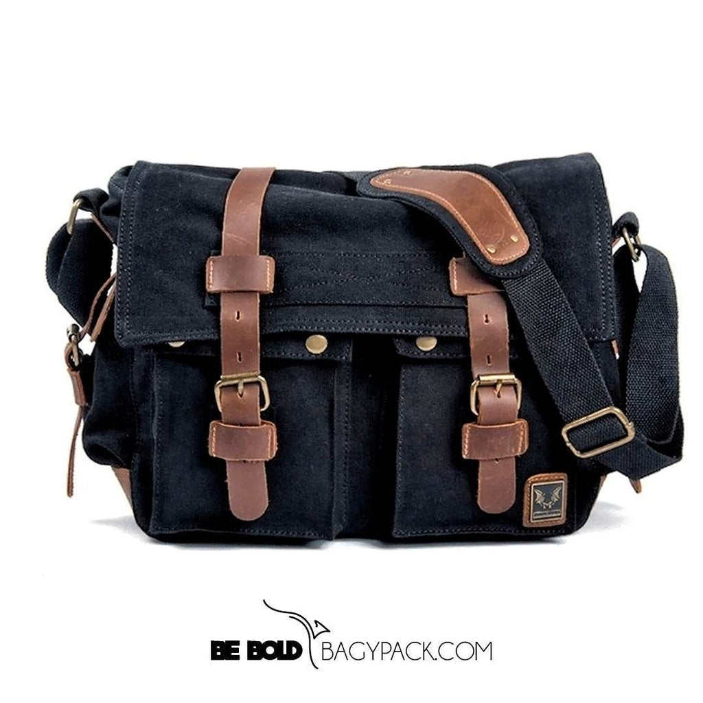 Bolsa Carteiro BP 112 Masculina Lona/Couro p/ Notebook 14" BAGYPACK