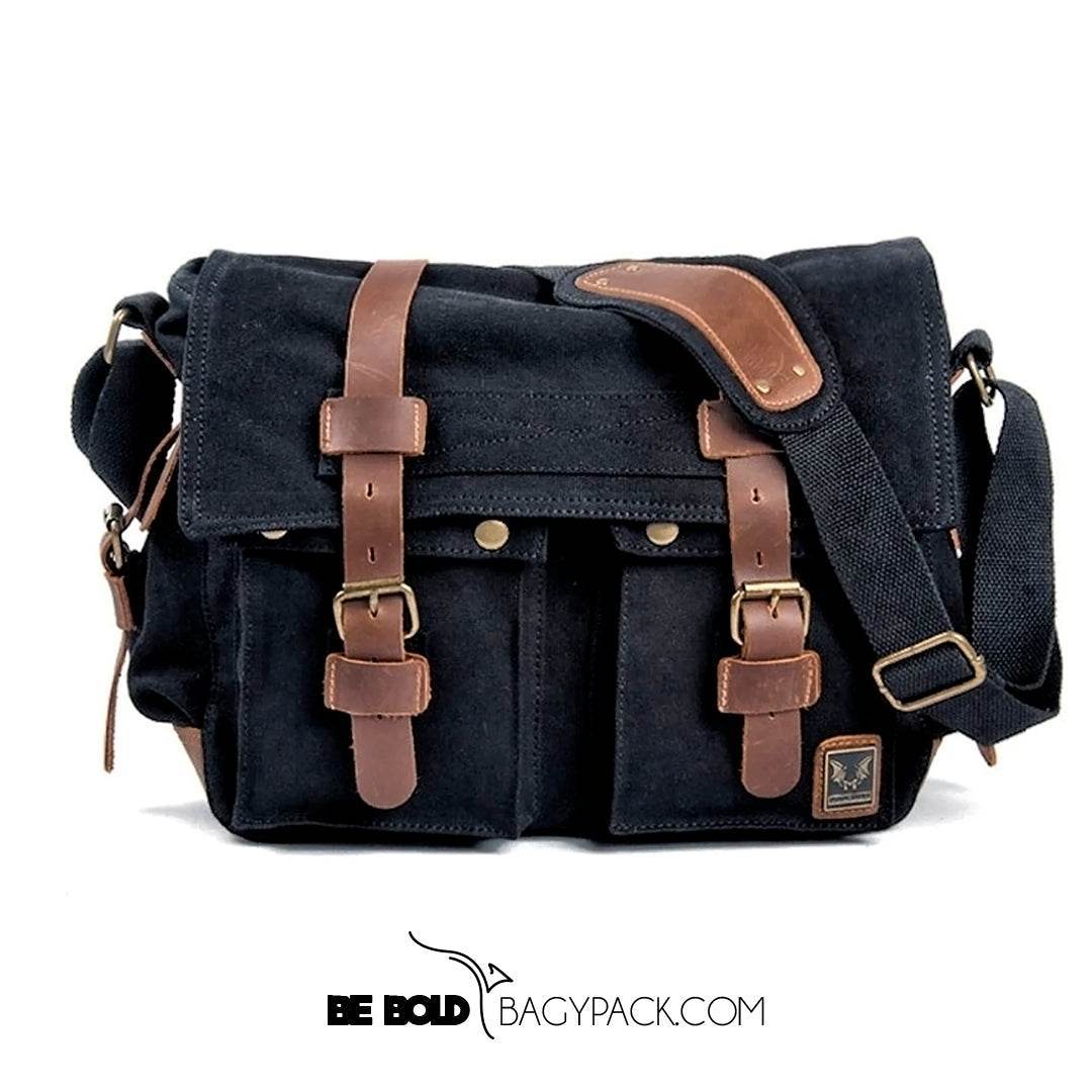 Bolsa Carteiro BP 112 Masculina Lona/Couro p/ Notebook 14" BAGYPACK