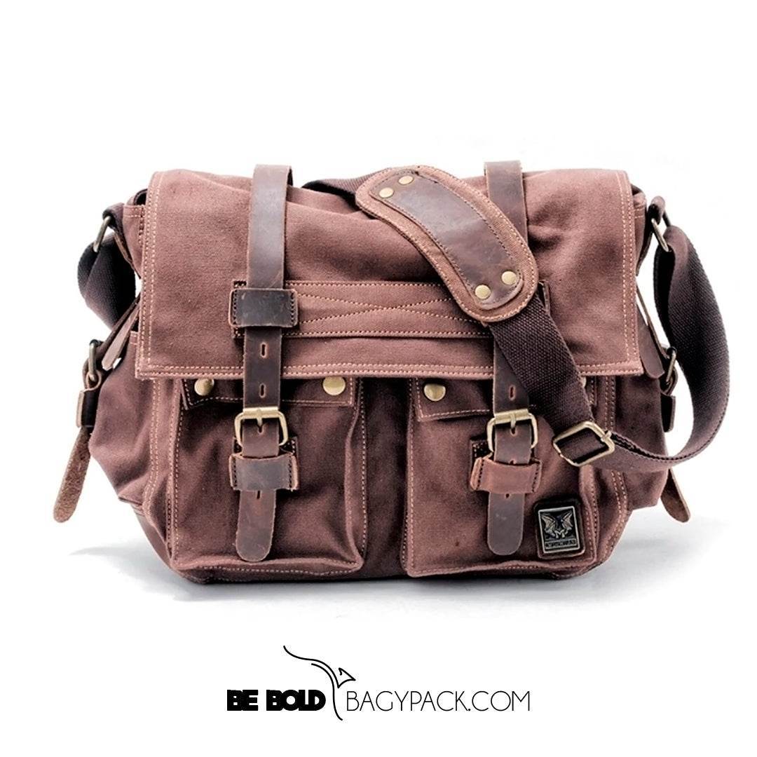 Bolsa Carteiro BP 112 Masculina Lona/Couro p/ Notebook 14" BAGYPACK