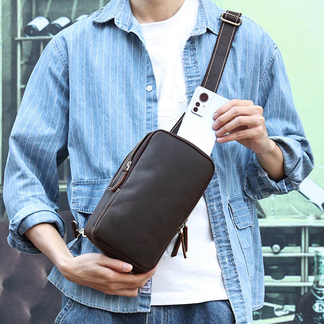 Bolsa Crossbody Masculina BP 305 em Couro Genuíno: Segurança e Estilo BAGYPACK