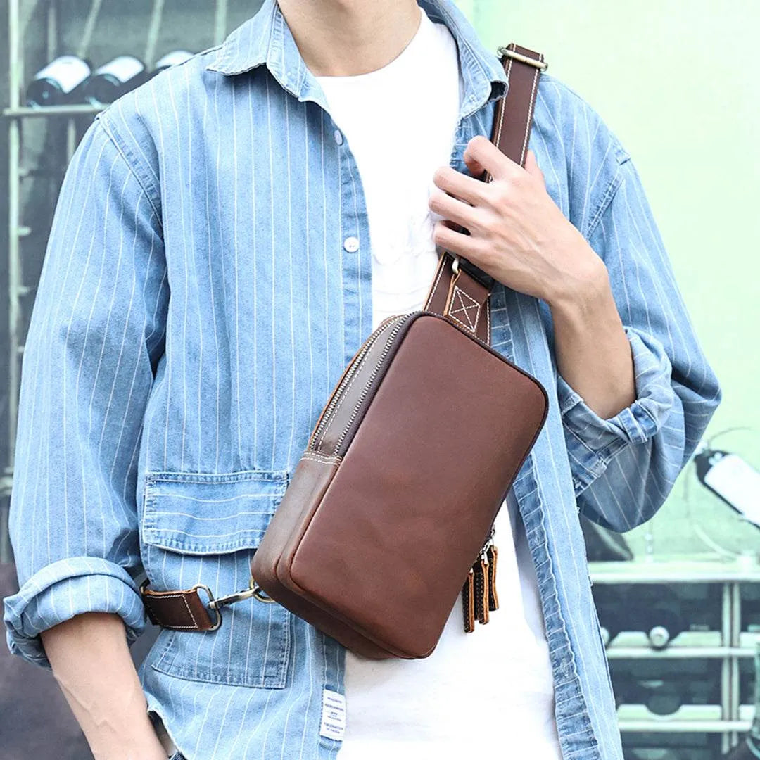 Bolsa Crossbody Masculina BP 305 em Couro Genuíno: Segurança e Estilo BAGYPACK