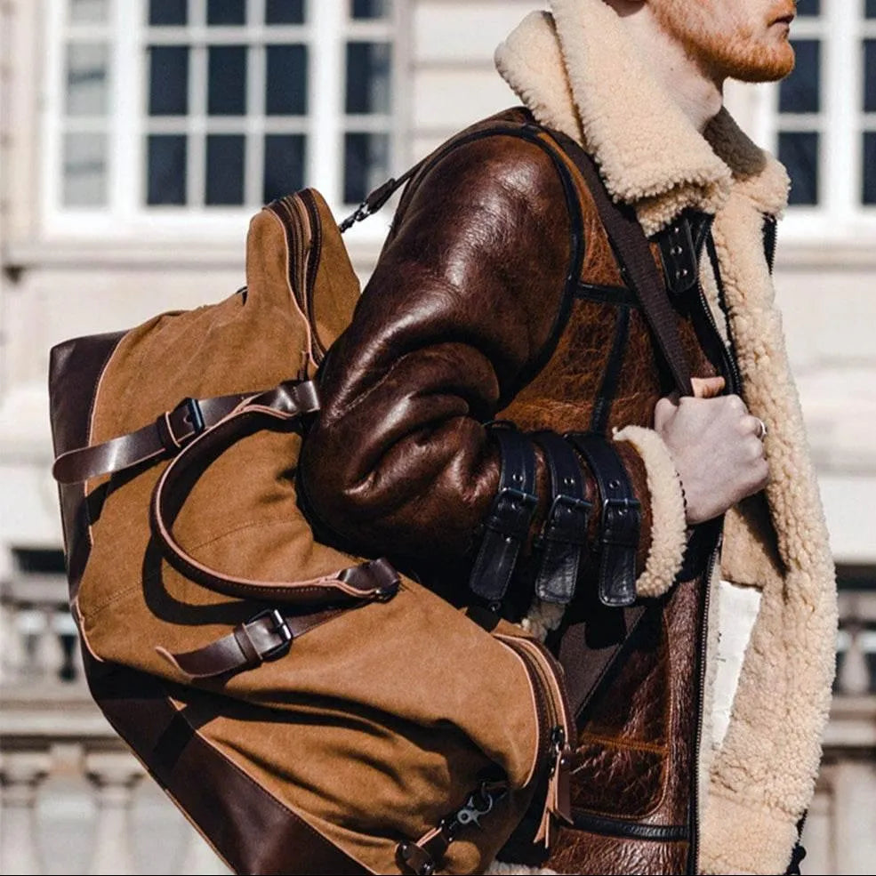 Bolsa de Viagem Grande BP 600 | Lona e Couro | Espaçosa | Bagypack - BAGYPACK