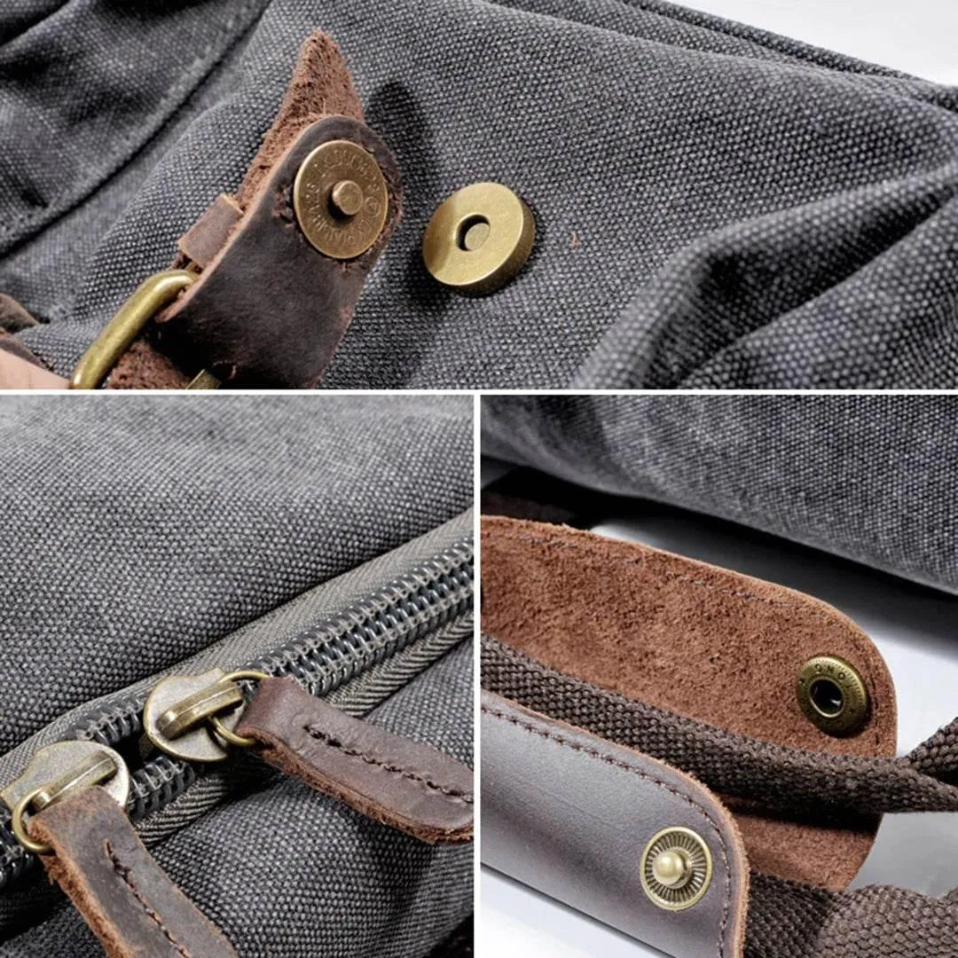 Bolsa de Viagem BP 601 | Lona e Couro | Bolso com Ímã | Bagypack - BAGYPACK