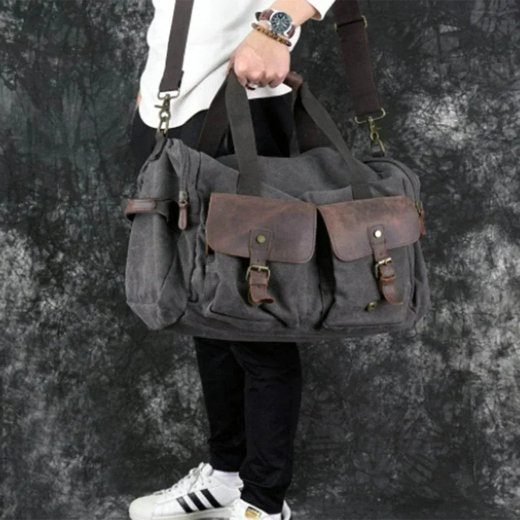 Bolsa de Viagem BP 601 | Lona e Couro | Bolso com Ímã | Bagypack - BAGYPACK