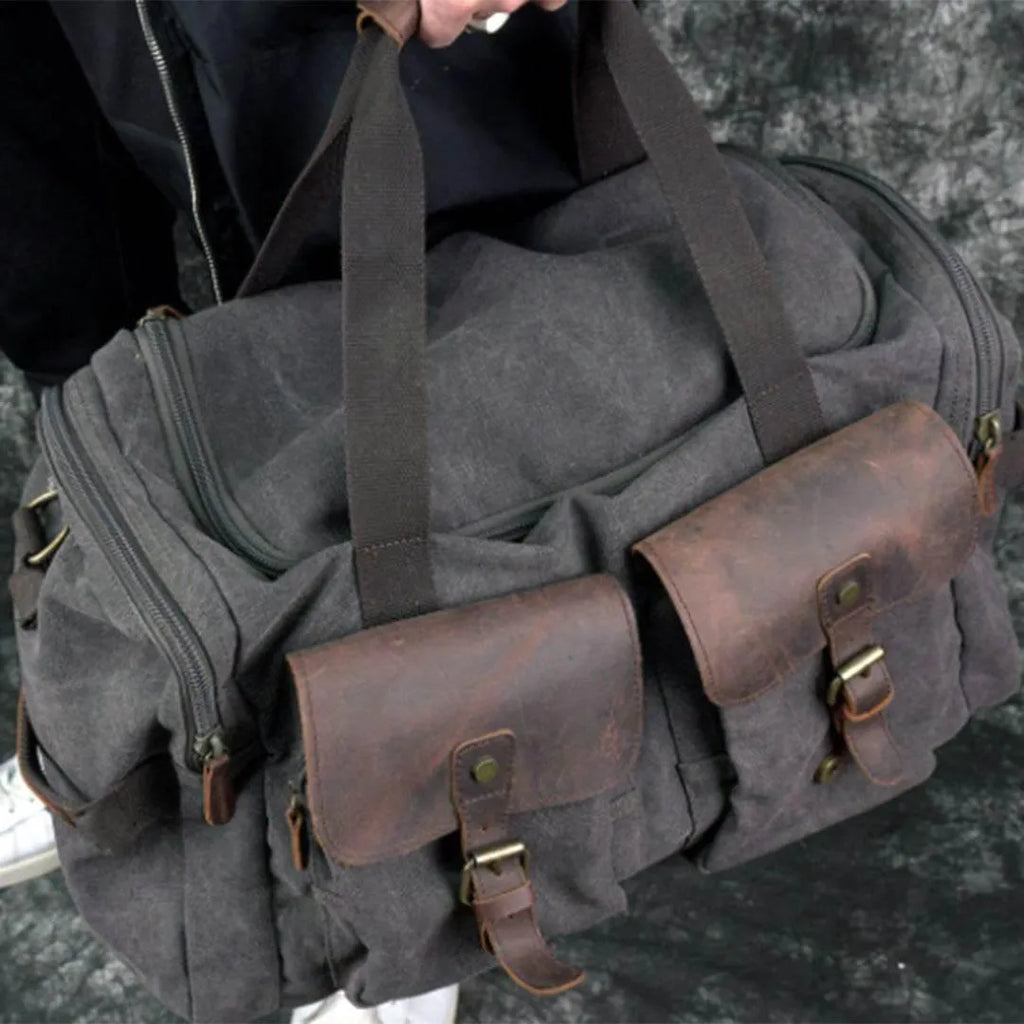 Bolsa de Viagem BP 601 | Lona e Couro | Bolso com Ímã | Bagypack - BAGYPACK