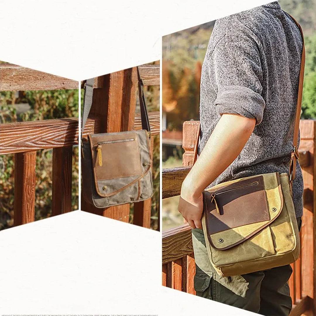 Bolsa Masculina de Ombro BP 106: Praticidade Compacta em Lona e Couro BAGYPACK