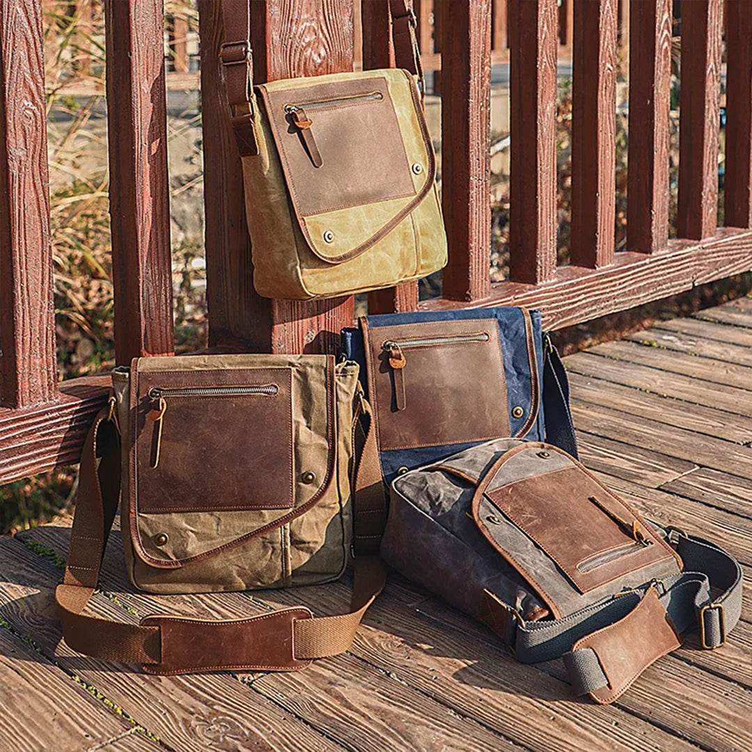 Bolsa Masculina de Ombro BP 106: Praticidade Compacta em Lona e Couro BAGYPACK