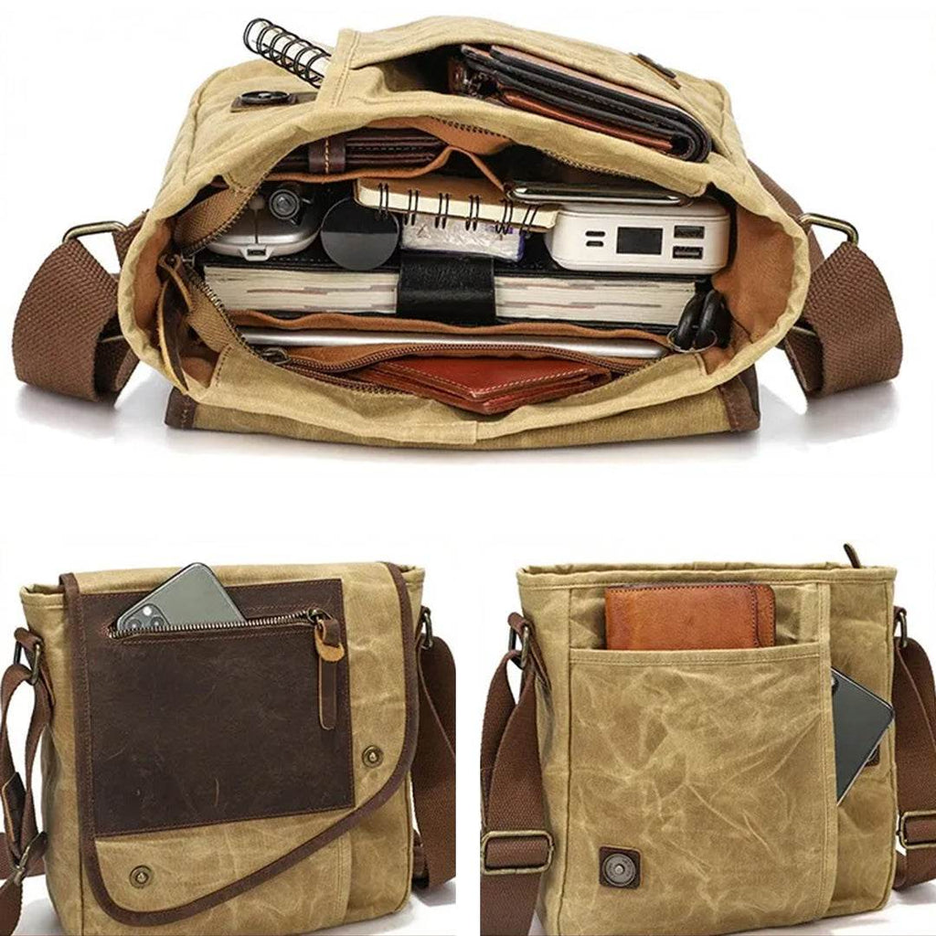 Bolsa Masculina de Ombro BP 106: Praticidade Compacta em Lona e Couro BAGYPACK