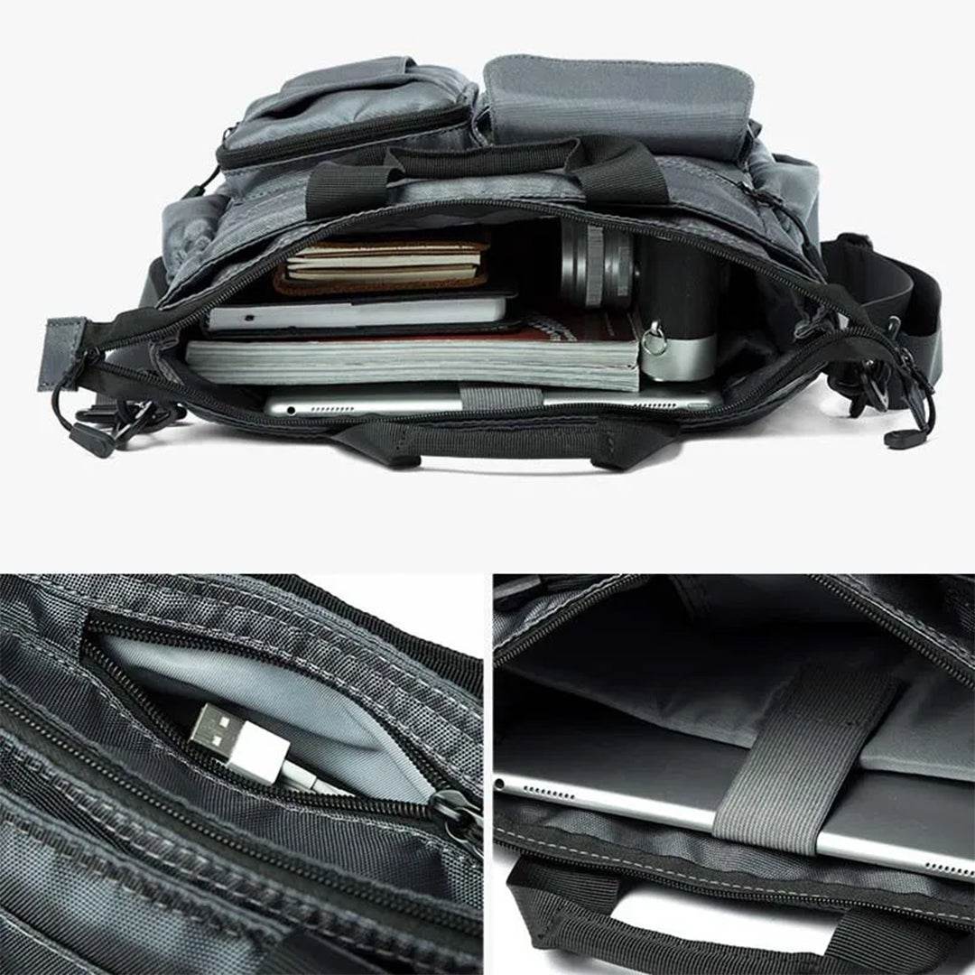 Bolsa Carteiro Masculina BP 227: Organização Superior com 14 Bolsos e Tecido Oxford BAGYPACK