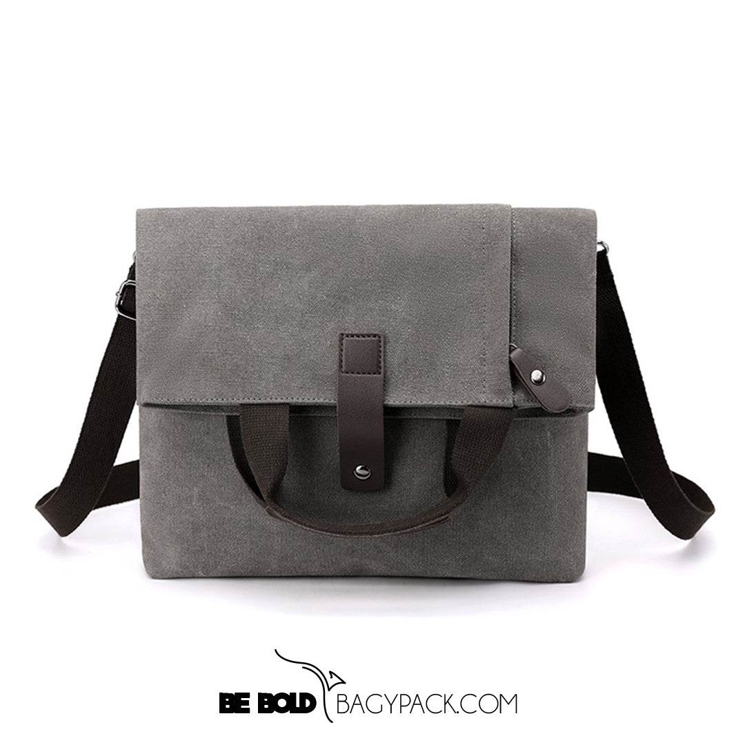Bolsa Masculina BP 230 Tiracolo em Lona e Couro. Crossbody Casual BAGYPACK