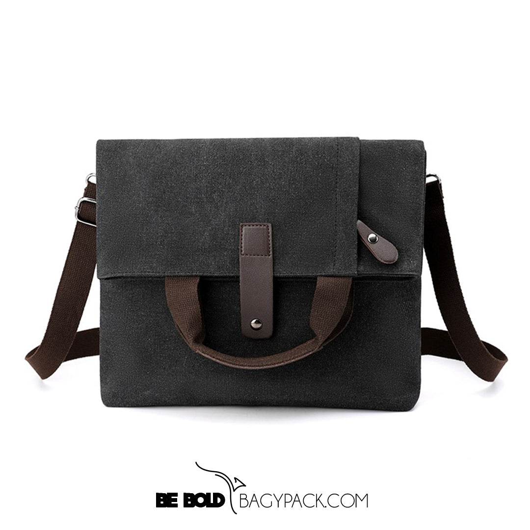 Bolsa Masculina BP 230 Tiracolo em Lona e Couro. Crossbody Casual BAGYPACK