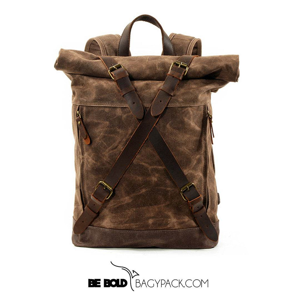 Mochila BP 115 Notebook 15.6" Roll-Top em Lona Couro BAGYPACK