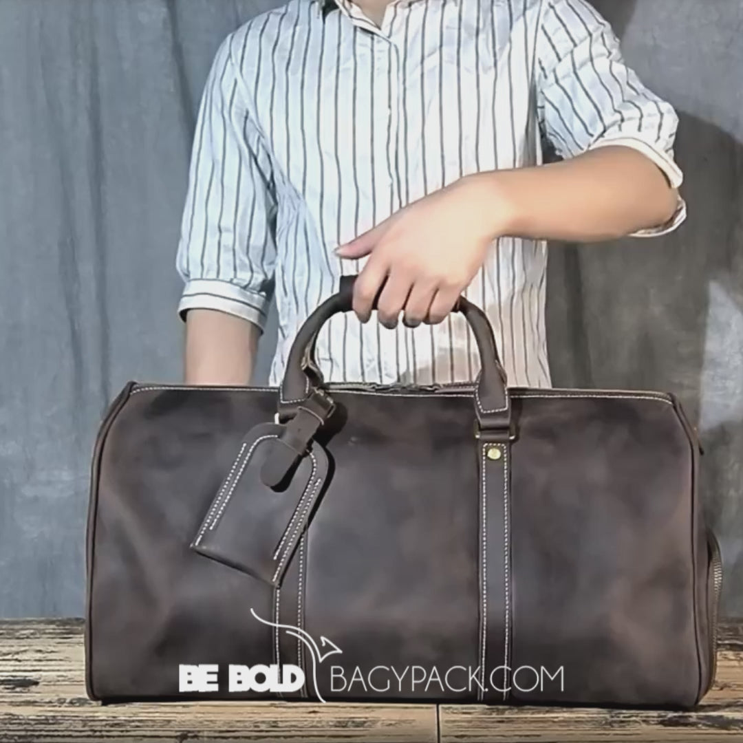 Duffel Bag de Viagem em Couro Legítimo BP 612: Sofisticação e 30 Litros de Capacidade