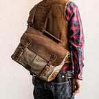Bolsa Carteiro BP 107 Masculina Notebook 14" em Lona e Couro BAGYPACK