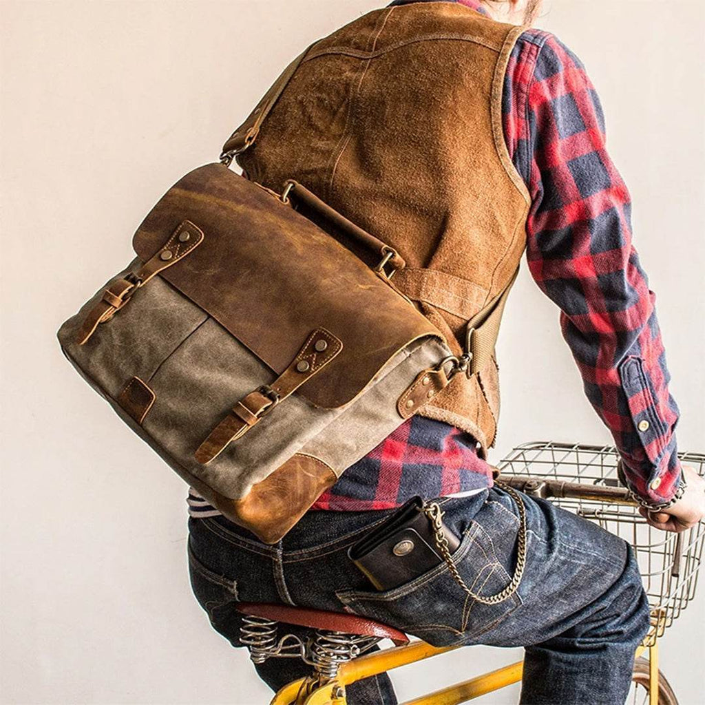 Bolsa Carteiro BP 107 Masculina Notebook 14" em Lona e Couro BAGYPACK