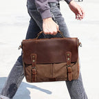 Bolsa Carteiro BP 107 Masculina Notebook 14" em Lona e Couro BAGYPACK