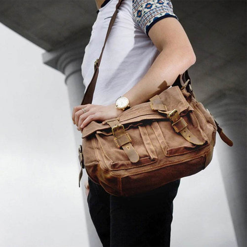 Bolsa Carteiro BP 112 Masculina Lona/Couro p/ Notebook 14" BAGYPACK