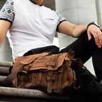 Bolsa Carteiro BP 112 Masculina Lona/Couro p/ Notebook 14" BAGYPACK