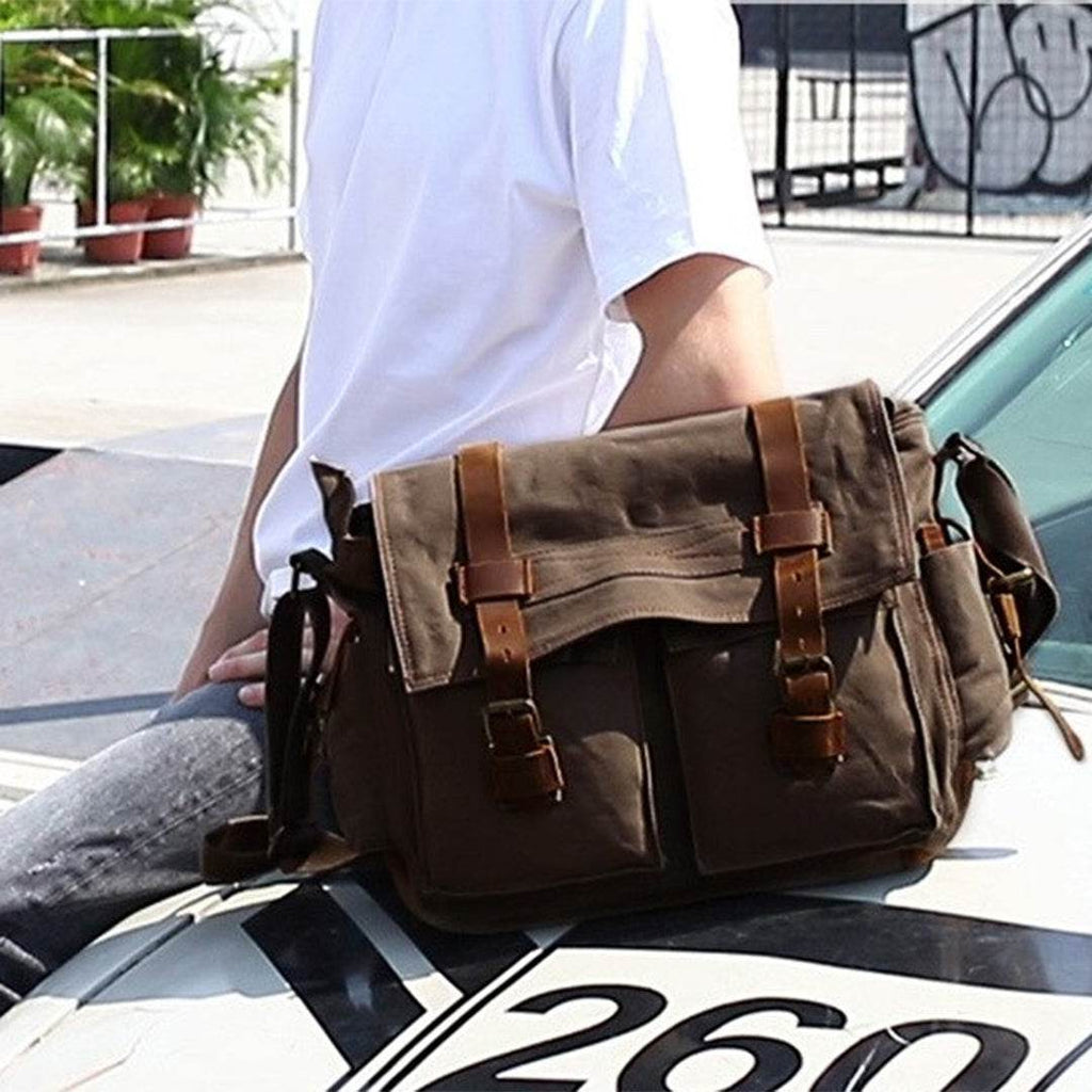 Bolsa Carteiro BP 112 Masculina Lona/Couro p/ Notebook 14" BAGYPACK