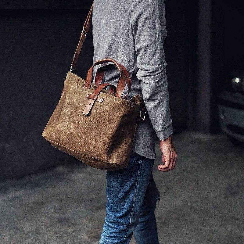 Bolsa Carteiro BP 203 Masculina em Lona Couro. Notebook 14" BAGYPACK