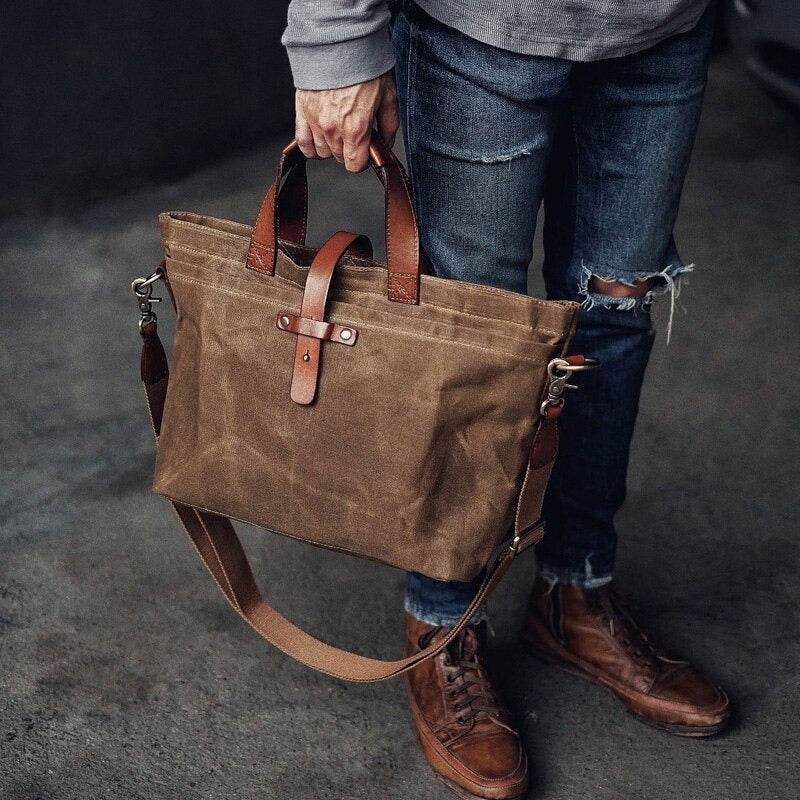 Bolsa Carteiro BP 203 Masculina em Lona Couro. Notebook 14" BAGYPACK